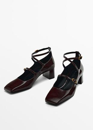 Туфлы на каблуке кожаные кожа кожажа массимо massimo dutti