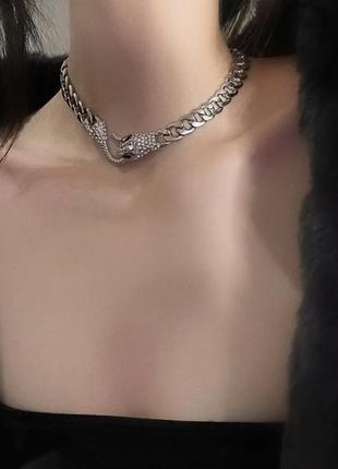 Колье змея, цепочка на шею змея, ожерелье молния