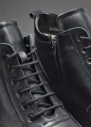 Женские комфортные зимние кожаные кроссовки черные l-style 859052 фото