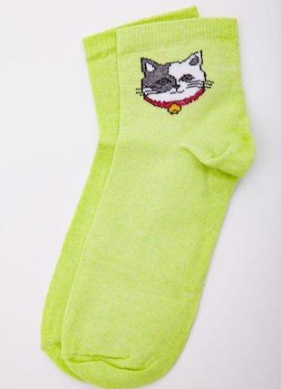 Жіночі шкарпетки, салатового кольору з принтом, середньої довжини, 167r346
