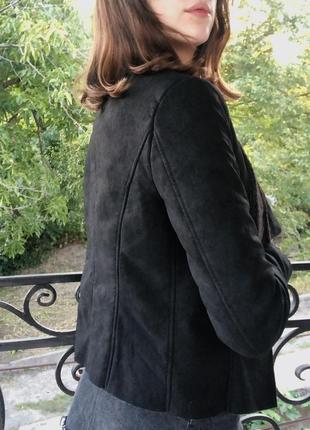 Дубленка куртка шубка only 34 xs искусственная замша искусственный мех куртка черная3 фото