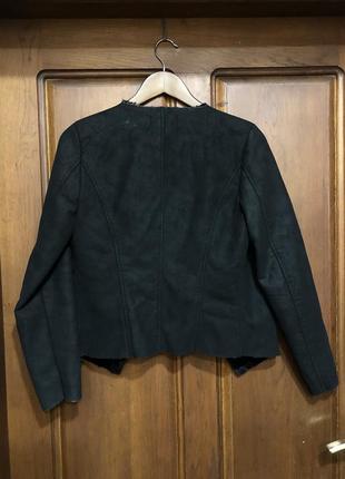 Дубленка куртка шубка only 34 xs искусственная замша искусственный мех куртка черная7 фото