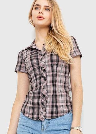 Сорочка жіноча в карту повсякденна, колір темно-пудровий, 230r062