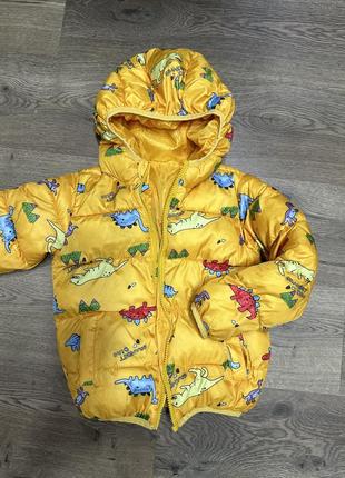 Демисезонная осенняя куртка курточка на для мальчика 4 5 лет желтая с динозавриками5 фото