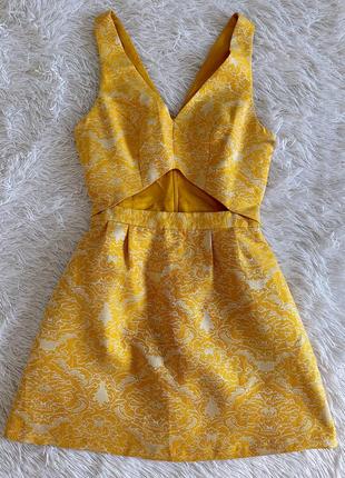 Оригинальное желтое твидовое платье topshop6 фото