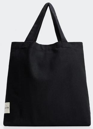 Двойная сумка шоппер черная mango на кнопке с карманом на молнии оригинал4 фото