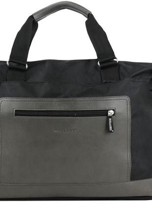 Дорожная сумка-саквояж из полиэстера 25 л wallaby 2554-2 черный с серым2 фото
