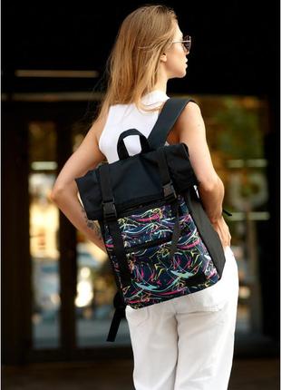 Жіночий тканевий рюкзак sambag rolltop one з принтом "abstract" 242387075 фото