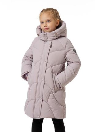 Пуховик зимовий на екопухе для маленької дівчинки дитяча куртка пальто зимовий camilla бежевий на зи
