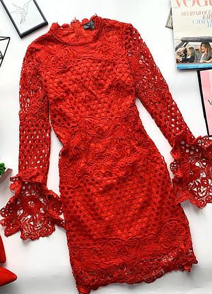 👗эффектное красное платье/облегающее красное платье с кружевом/кружевное платье👗