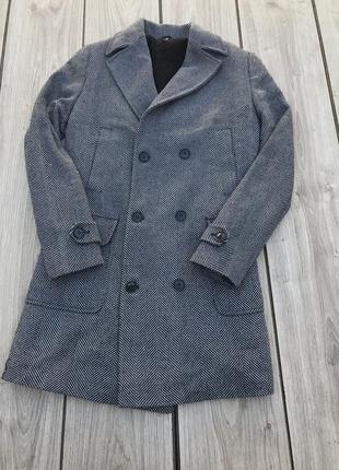 Пальто frappoli zara h&m двубортное ёлочка стильне актуальне тренд1 фото