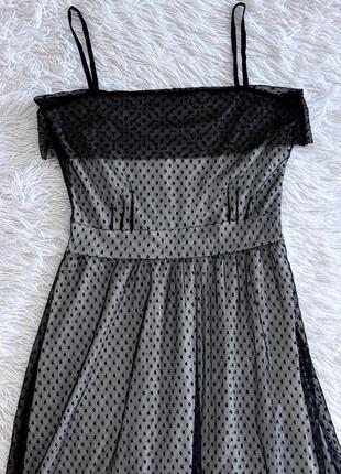 Нежное черное платье george в горошек3 фото
