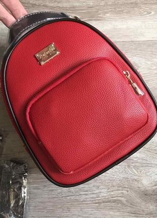 Красивый красный женский мини рюкзак сумка, женский рюкзак сумка трансформер3 фото