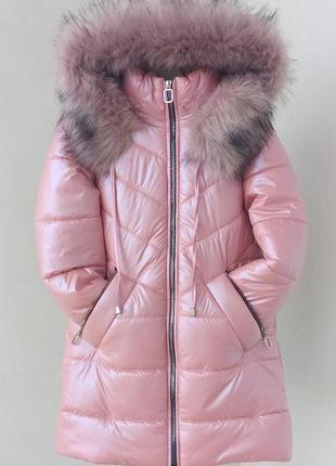 Зимова подовжена куртка пальто пуховик