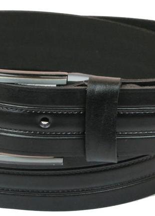 Мужской кожаный ремень под джинсы skipper 1080-40 черный 4 см