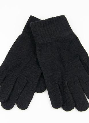 Вязаные мужские перчатки с начесом  ( арт. 23-3-1) черный1 фото