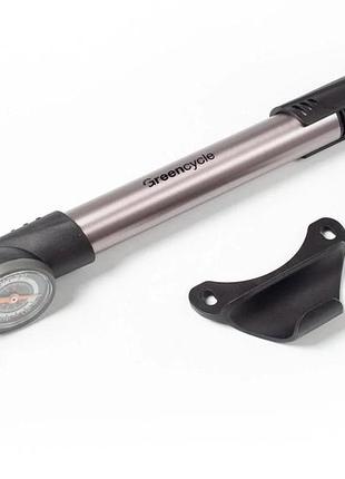Мінинас green cycle gpm-277 зі складаною т-ручкою, з манометром під два типи клапана av+fv, сріблястий