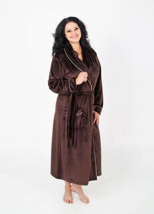 Халат жіночий велюровий великих розмірів з кантом 2xl,3xl,4xl