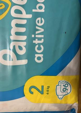 96 штук pampers active baby 2 96 штук 4-8 кг