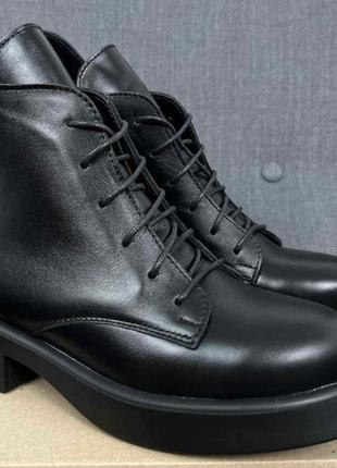 Размеры 36, 37, 38, 39, 40 демисезонные женские кожаные туфли на танкетке / платформе, черные, полноразмерные3 фото