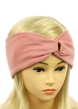 Женская демисезонная повязка на голову из вискозы. пудра