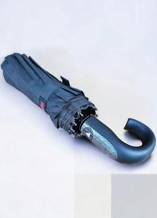 Мужской черный зонт toprain с полуавтоматической системой открытия, красивая ручка зонта, антишторм3 фото