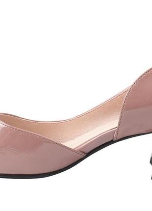 Туфли женские из натуральной лаковой кожи, на каблуке, розовые, molka , 362 фото