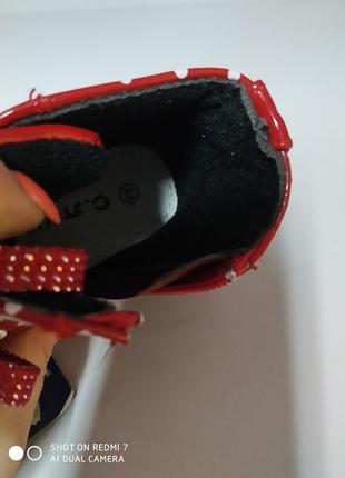 Демисезонные ботинки в горошек с.луч м-566 красный3 фото