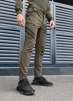 Штани карго чоловічі весняні з кишенями хакі pobedov static2 фото