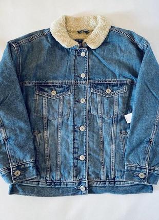 Подростковая джинсовая куртка на шерпе gap оригинал  /10-11 лет /140 / 000183 фото