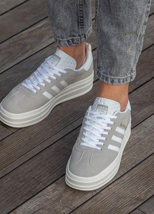 Кроссовки женские adidas gazelle platform grey white