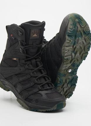 Універсальні шкіряні берці із мембраною winterfrost / демісезонні черевики на гнучкій підошві чорні розмір 367 фото