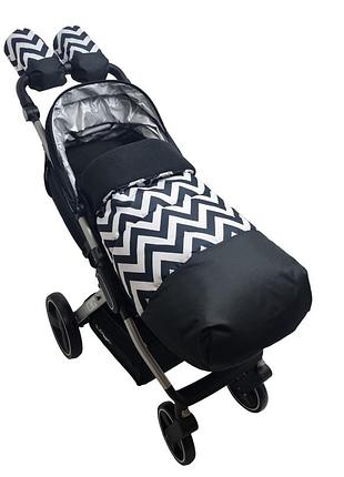 Футмуф "комфорт", зигзаг чорно-білий.
(конверт для коляски, чохол на ніжки від happy way).  розмір 100*50