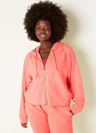 Жіноча толстовка victoria's secret pink summer lounge cotton zip-up hoodie літня m коралова