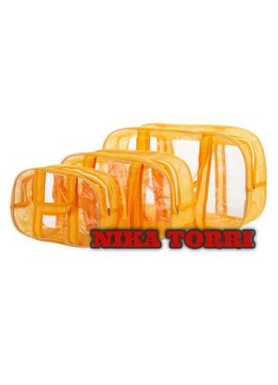Набір прозорих сумок (m, l, xl) зі спанбонду nika torri жовтий