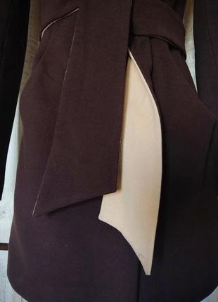 Женское классическое пальто, коричнево-молочного цвета, 42-445 фото