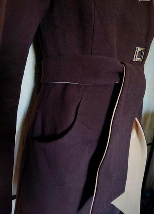 Женское классическое пальто, коричнево-молочного цвета, 42-444 фото