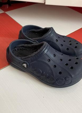 Шикарные утеплённые кроксы сабо crocs baya lined clog j3/с мехом8 фото