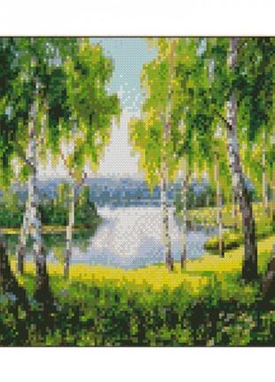 Набір для творчості алмазна картина берізки біля озера strateg розміром 30х40 см (kb075)