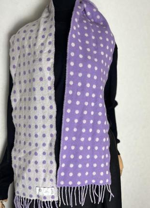 Шерсть100%, шарф в горохи с бахромой,made in british isles,2 фото