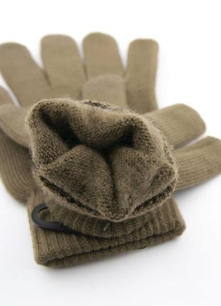 Перчатки женские однотонные  шерстяные зимние с сенсорными пальцами (арт. 23-3-7) коричневый3 фото