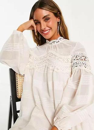 Сукня жіноча з мереживом oversize asos айворі2 фото