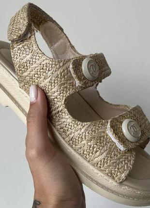 Chanel dad sandal breided fabric beige