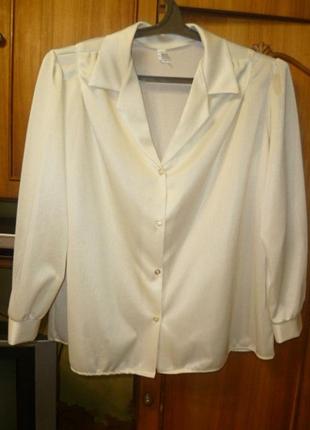 Красивая молочная - белая блузка с длинным рукавом большой размер