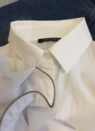 Невероятная белая котоновая блуза с воланом2 фото