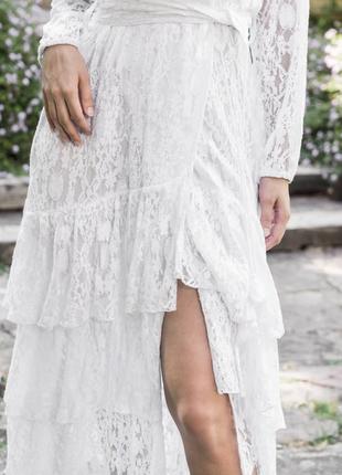 Белое кружевное платье на запах indiano 2508 fresh cotton3 фото