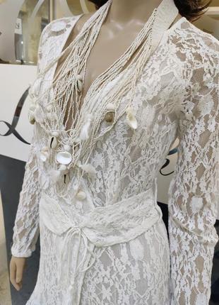 Белое кружевное платье на запах indiano 2508 fresh cotton6 фото