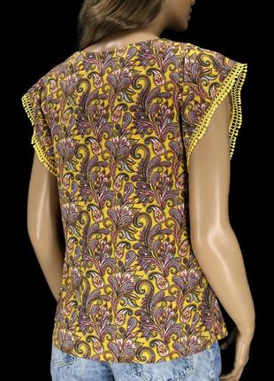 Красивая брендовая блузка "chicoree" с растительным принтом. размер м.4 фото