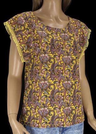 Красивая брендовая блузка "chicoree" с растительным принтом. размер м.1 фото