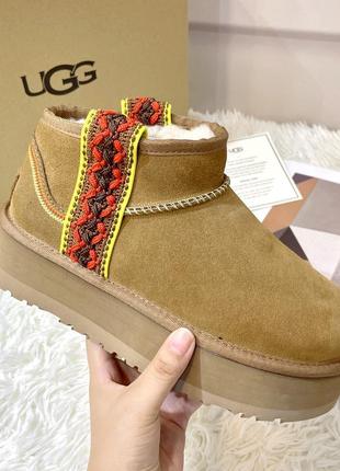 Угги ugg classic ultra mini braid platform